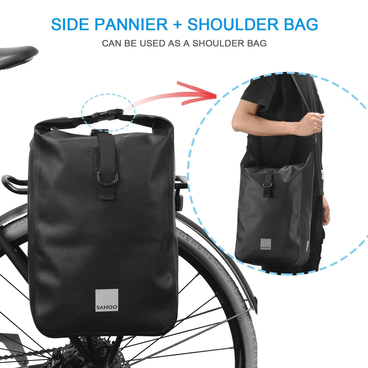Waterproof Bike Rear Pannier Bag 10L Large Capacity with Reflective Strips deideas