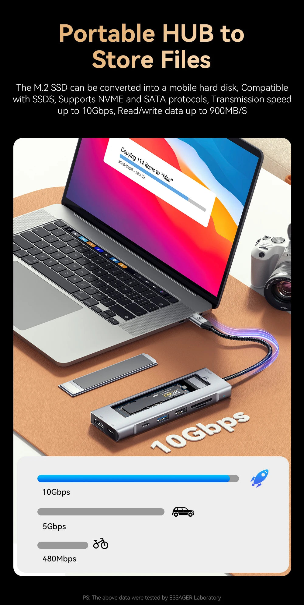 8-in-1 USB-C Hub with M.2 SSD Enclosure – HDMI & PD