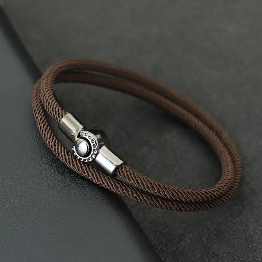 Simple Style Men Rope Bracelet Magnet Buckle Bilayer Outdoor Sports Nautical Braslet Pulseras Para Hombre Perfect Gift For Him deideas