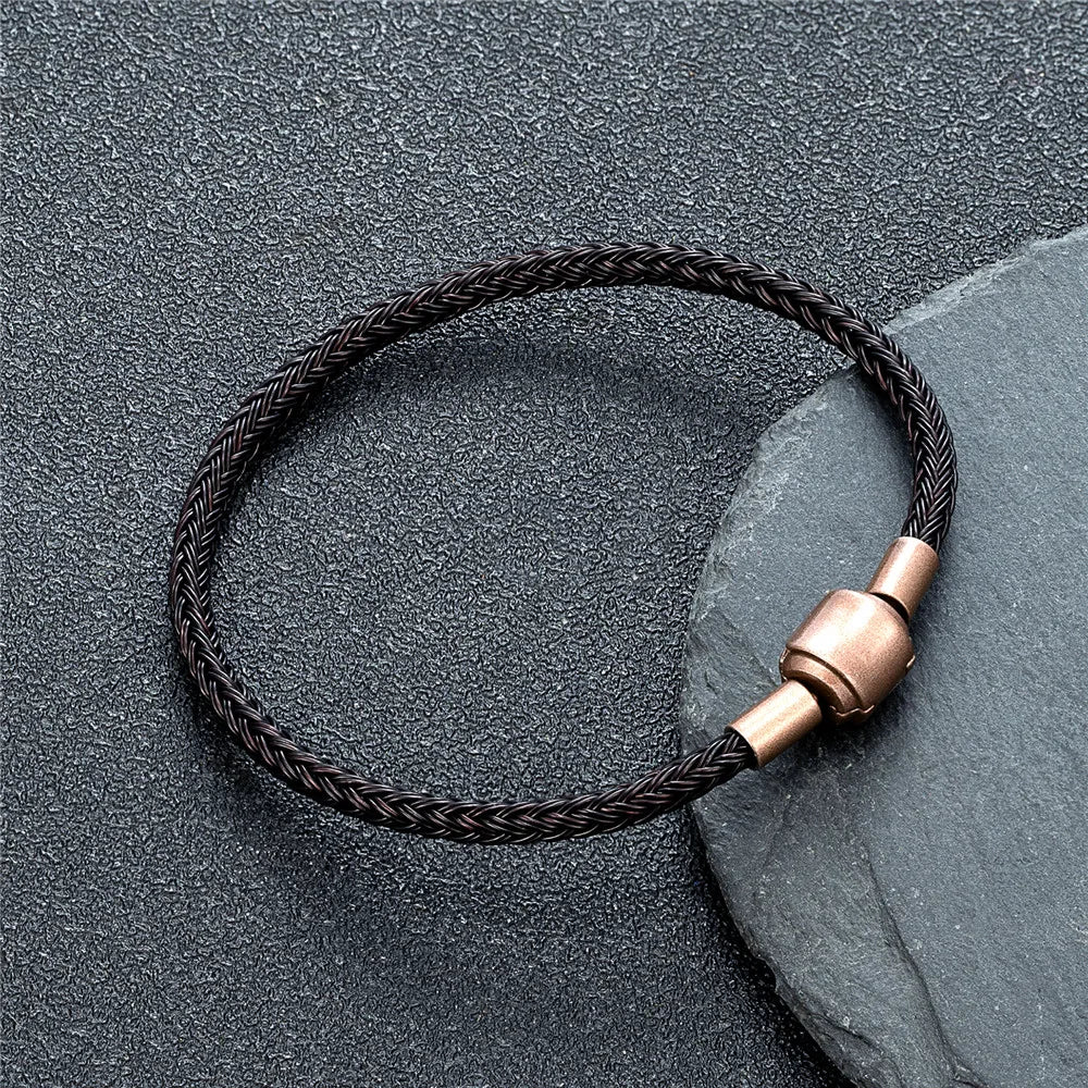Braided Steel Cable Bracelet – 22 Colors, 19–23 cm
