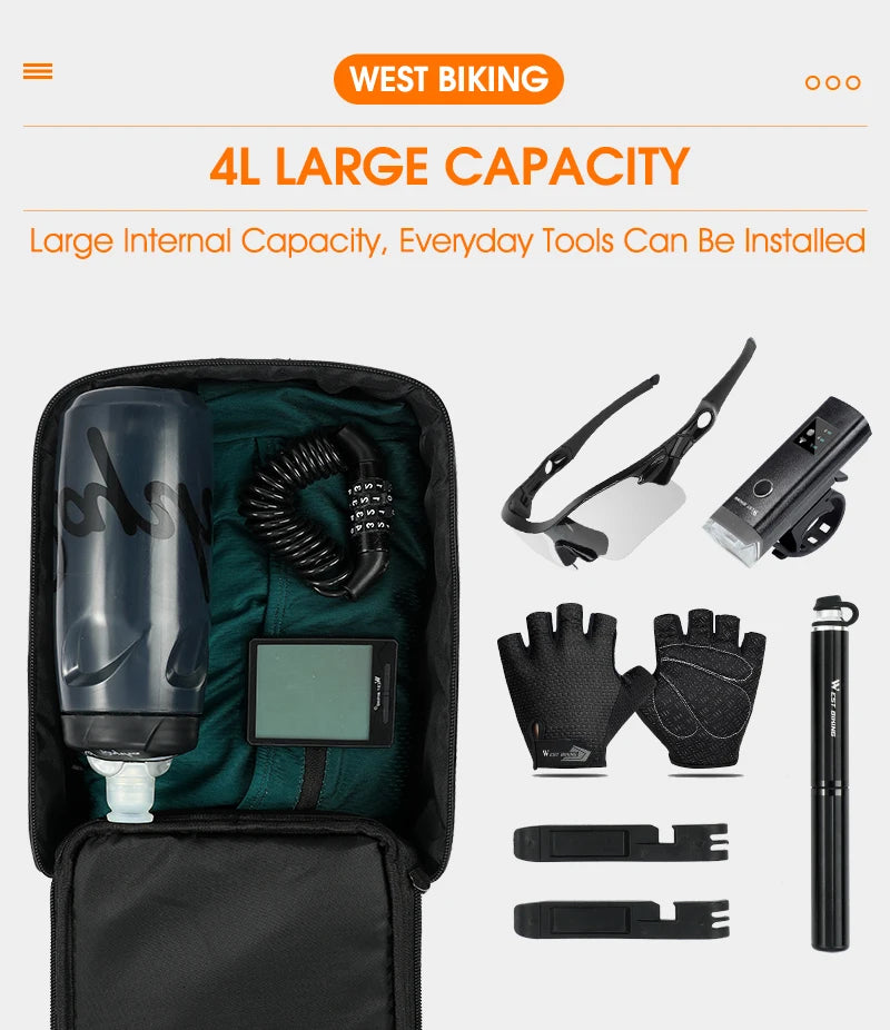 Bike Rear Rack Bag – West Biking 4L, Black, Rain Cover