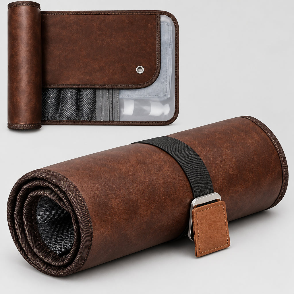 PU Leather Toiletry Bag – Roll-Up Travel Organizer