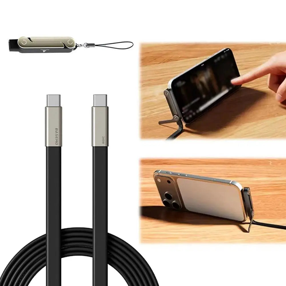 240W USB-C Cable & Folding Phone Stand Adapter – Set Options