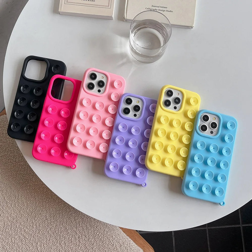 Suction Cup iPhone Case with Wrist Lanyard – 6 Colors