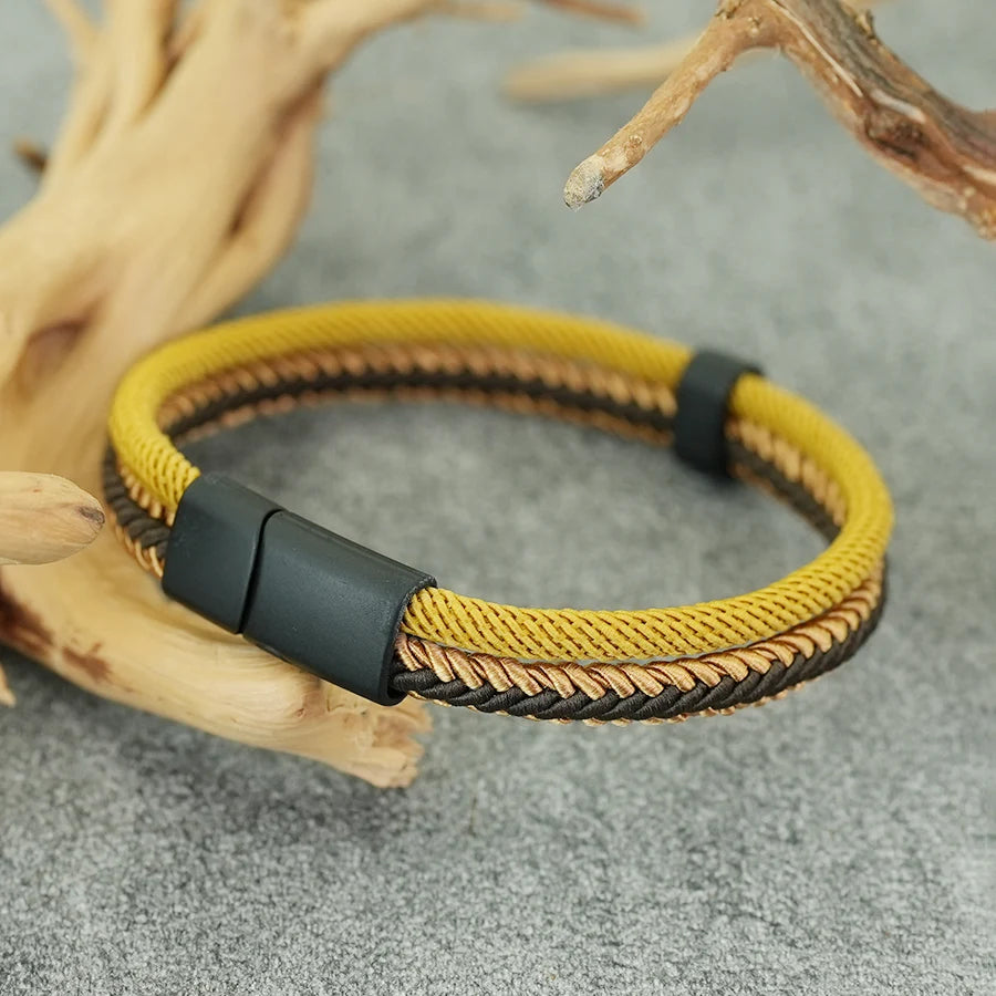 Double-Strand Rope Bracelet – Black Clasp, 3 Sizes