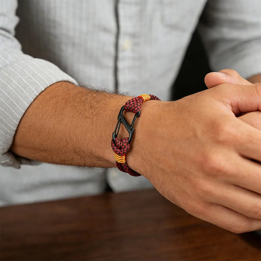 Two-Tone Rope Bracelet with Carabiner Clasp