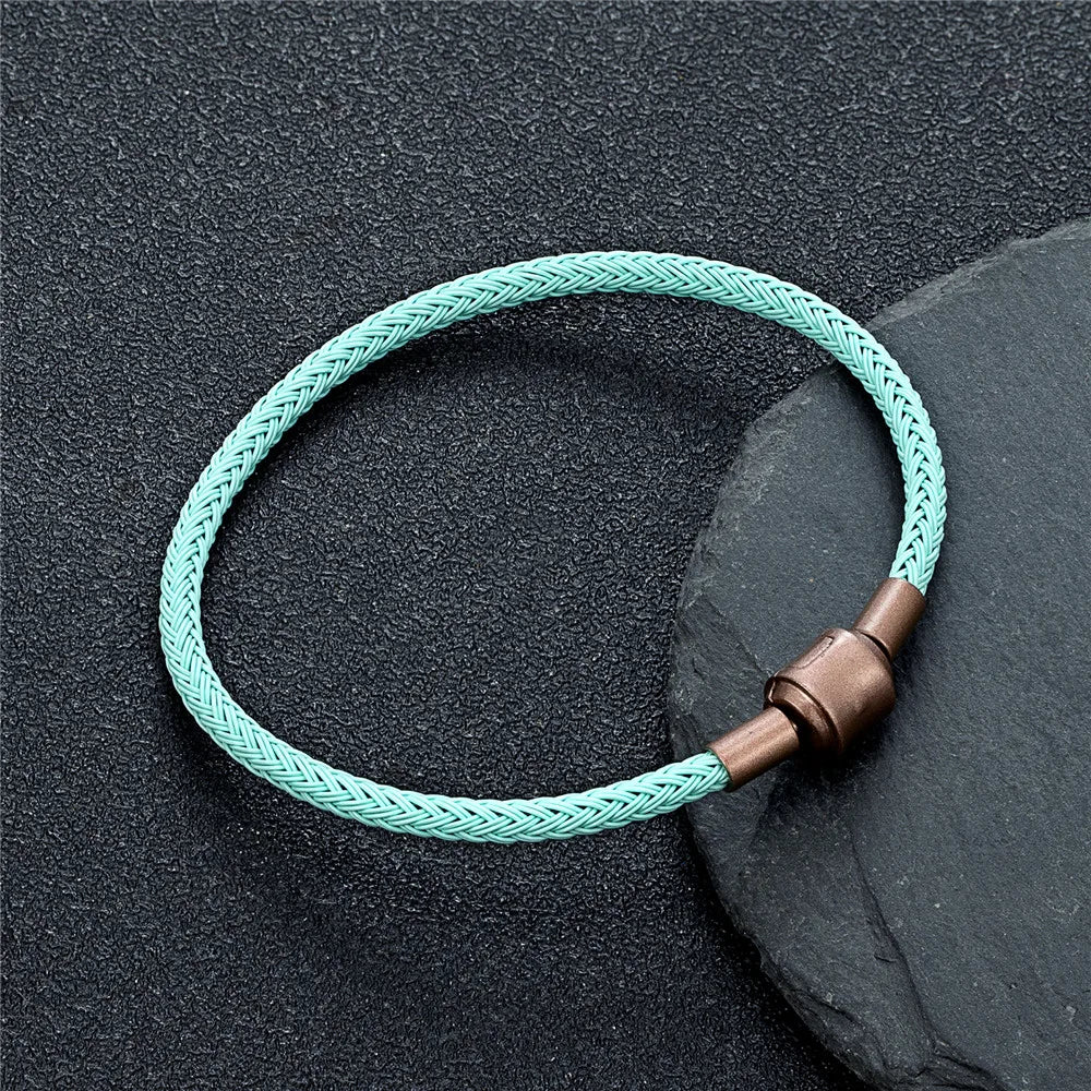 Braided Steel Cable Bracelet – 22 Colors, 19–23 cm