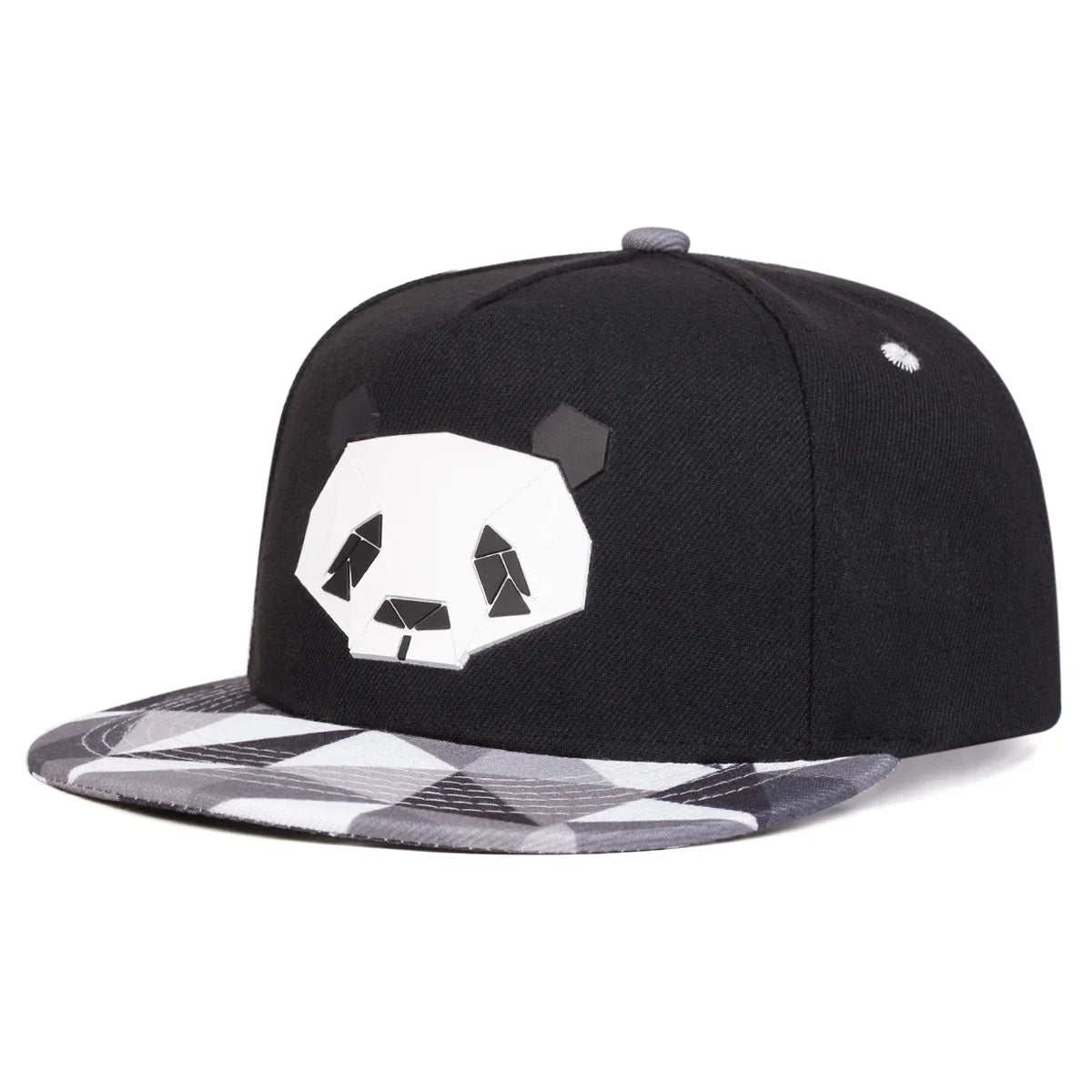 Geometric Panda Cap – Flat Camo Brim, 3 Colors