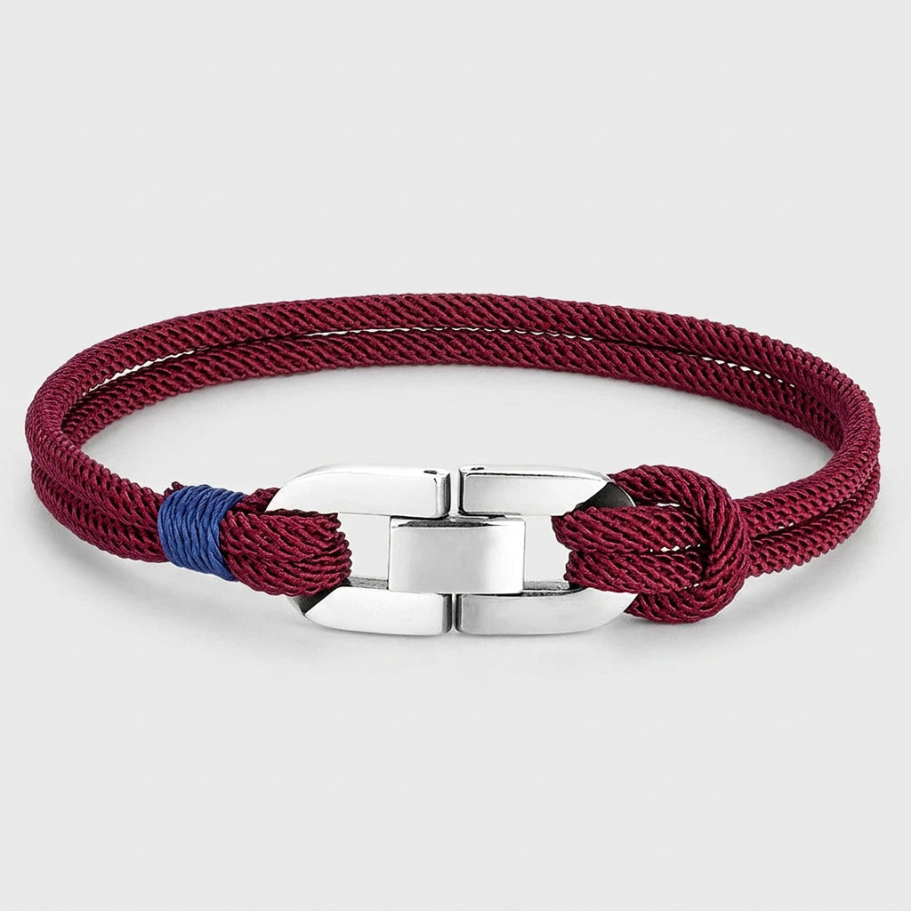 Double-Strand Rope Bracelet – Silver-Tone Clasp, 17–23 cm
