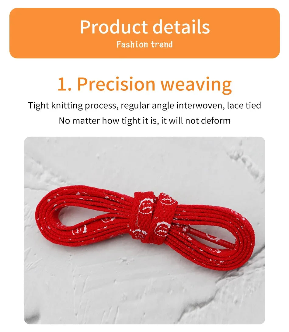 Bandana Graphic Flat Shoelaces – 8 mm, 70–200 cm