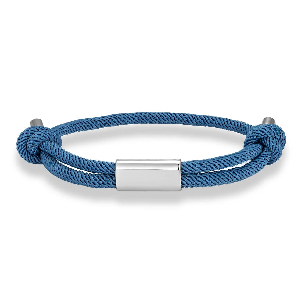 Adjustable Rope Bracelet – Blank Silver-Tone Accent, 14 Colors