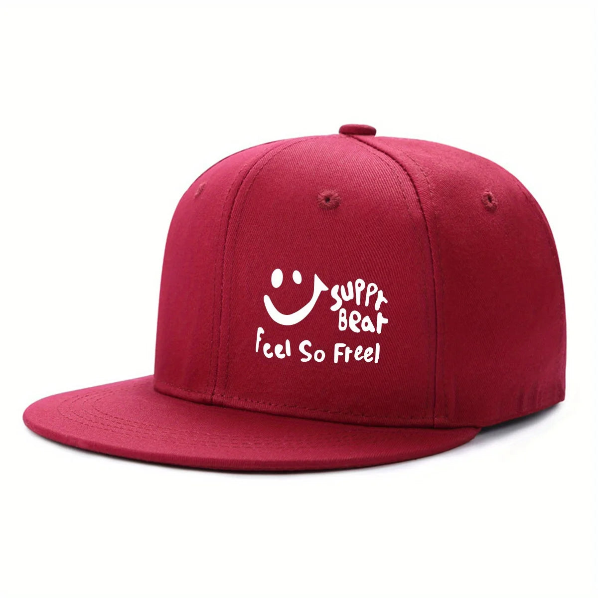 Smile Graphic Flat-Brim Cap – Breathe, 16 Colors