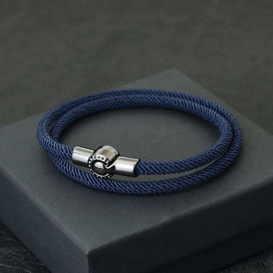 Simple Style Men Rope Bracelet Magnet Buckle Bilayer Outdoor Sports Nautical Braslet Pulseras Para Hombre Perfect Gift For Him deideas