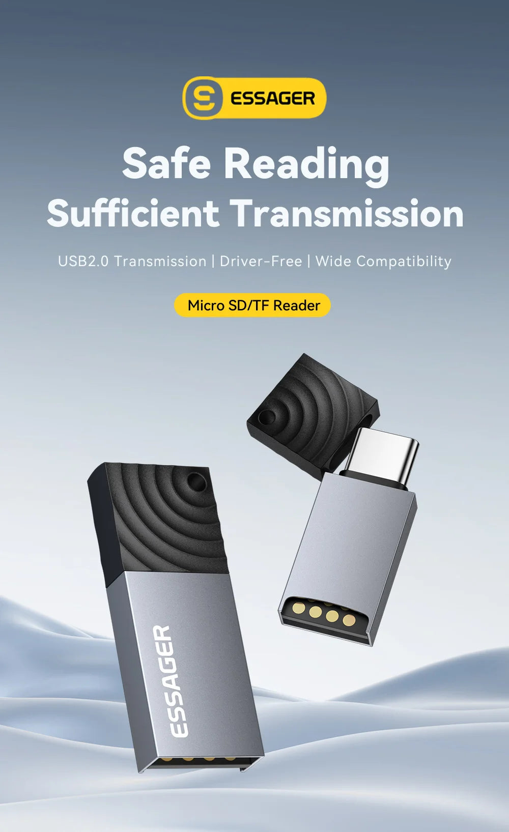 MicroSD Card Reader USB-C & USB 2.0, Dual Interface