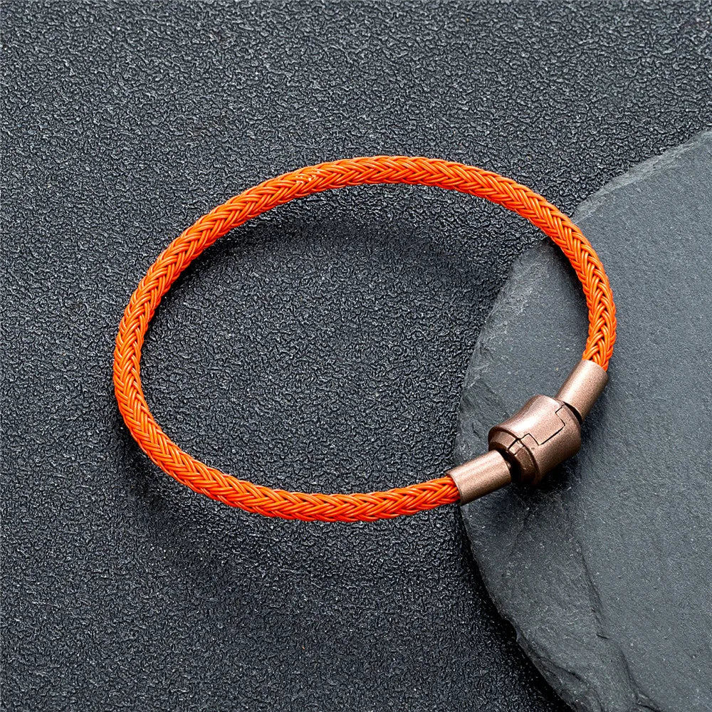 Braided Steel Cable Bracelet – 22 Colors, 19–23 cm