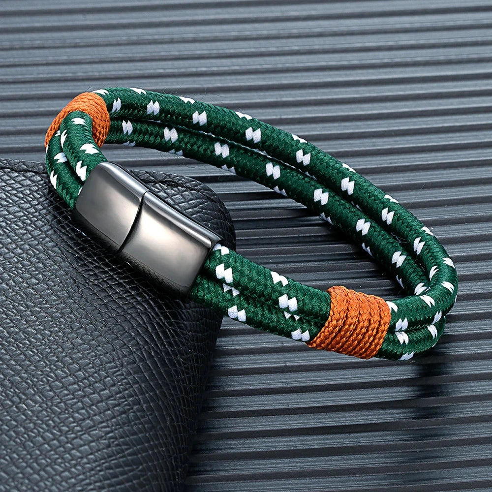 Fashion Nautical Bracelet Woven Rope with Stainless Steel Accent deideas