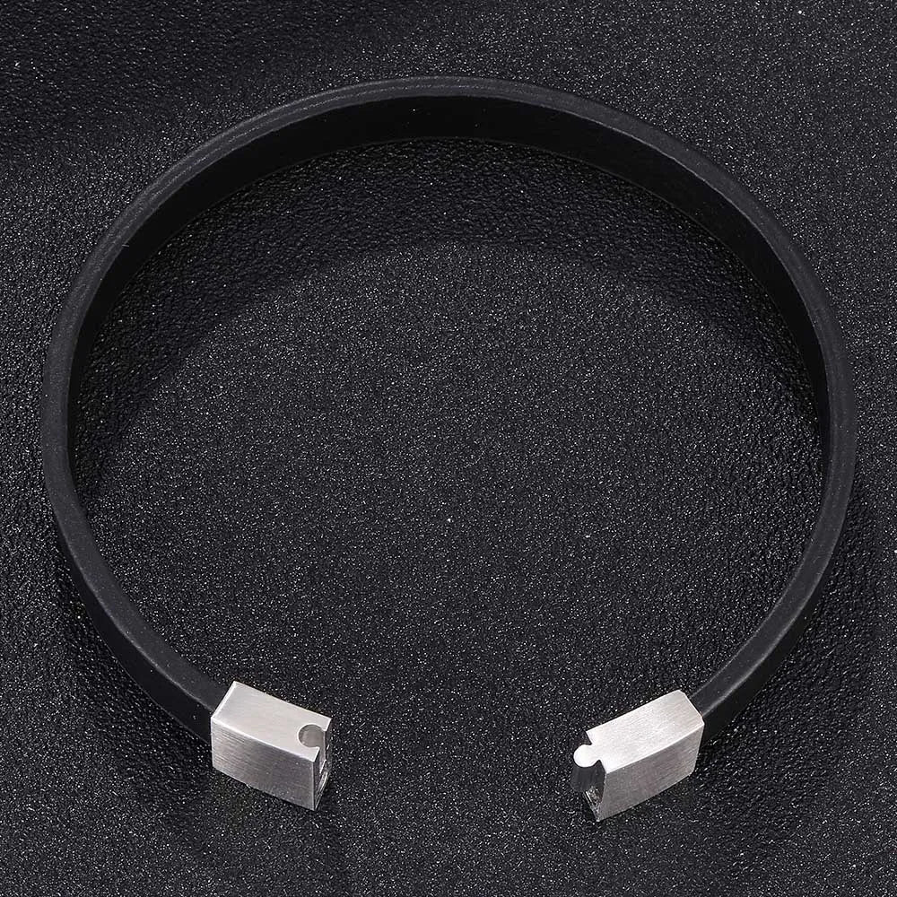 Faux Leather Band Bracelet – Rectangular Clasp, 3 Sizes