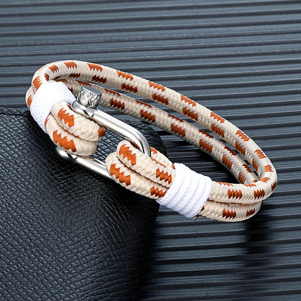 Double-Cord Rope Bracelet – Screw-Pin Shackle, 4 Colors