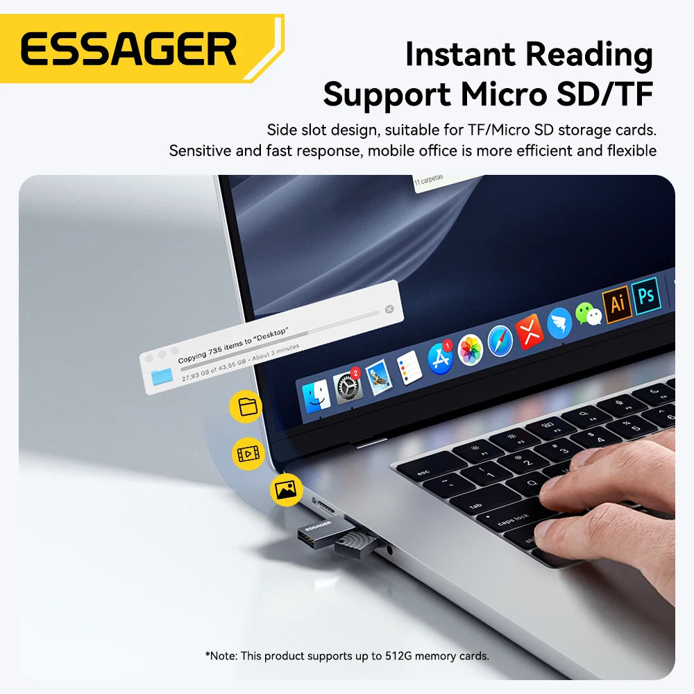 MicroSD Card Reader USB-C & USB 2.0, Dual Interface