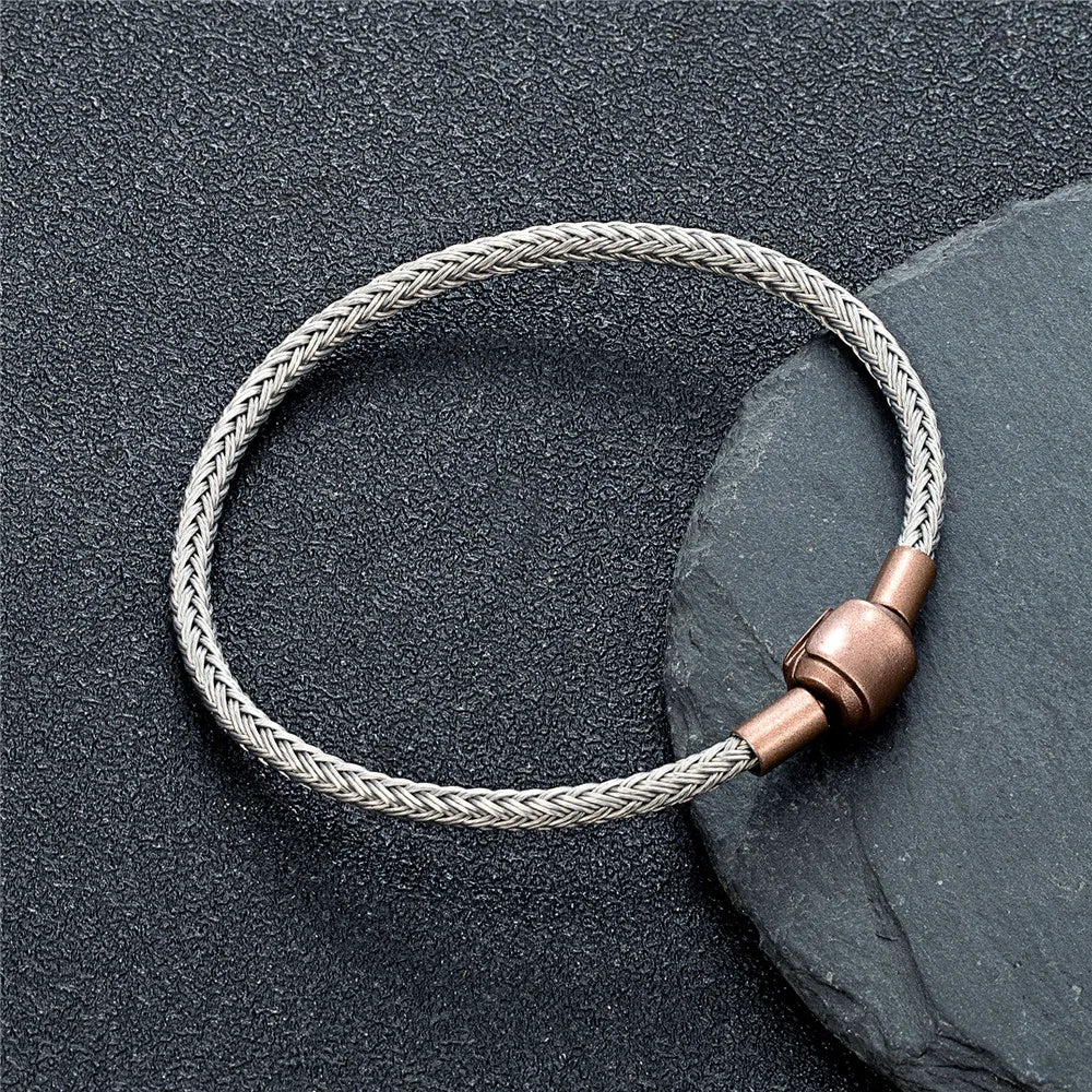 Braided Steel Cable Bracelet – 22 Colors, 19–23 cm