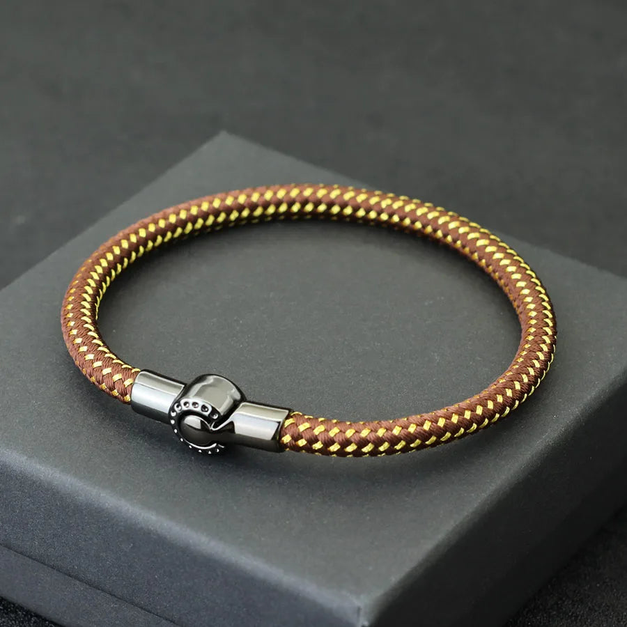 Outdoor Sports Cycling Mens Rope Bracelet Black Magnet Buckle Wrap Bangle Pulseira Corda Masculina Pulceras Hombres Elegante deideas