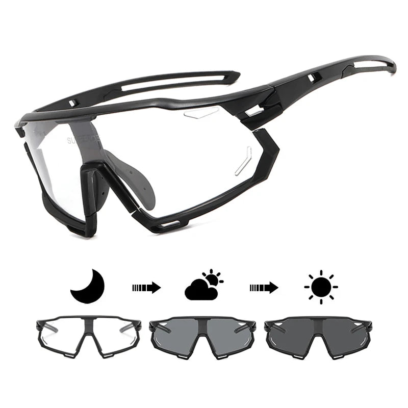 Photochromic Cycling Sunglasses - UV400, 152mm Wide