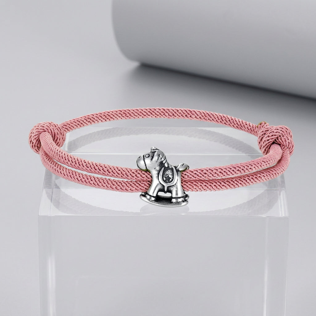 Equestrian Spirit Bracelet Stainless Steel Horse Charm on Adjustable Rope deideas