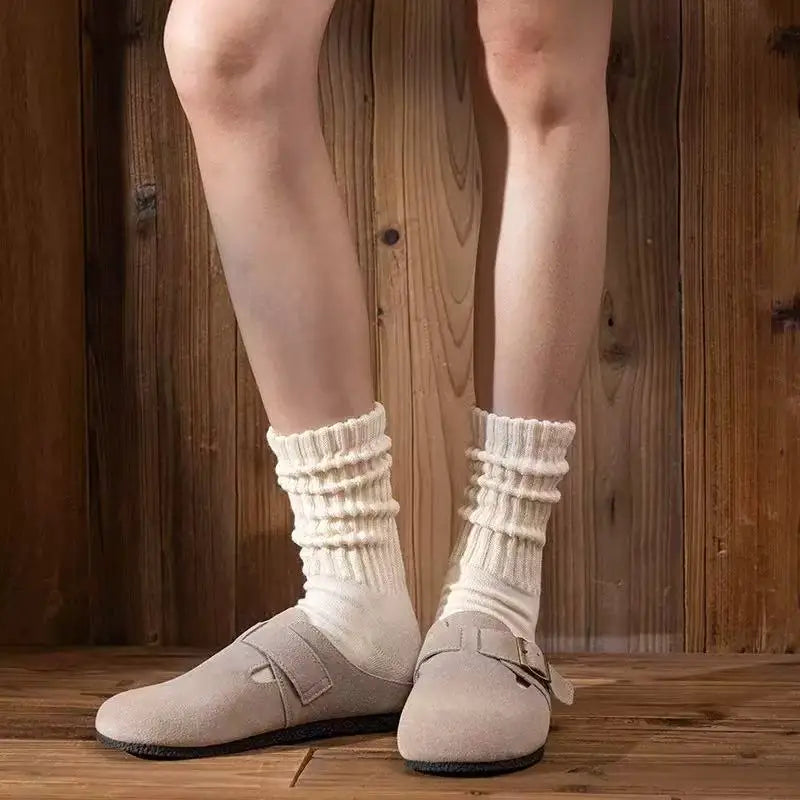 Retro Cushioned Crew Socks – Thick Cotton Blend
