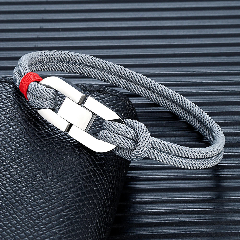 Double-Strand Rope Bracelet – Silver-Tone Clasp, 17–23 cm