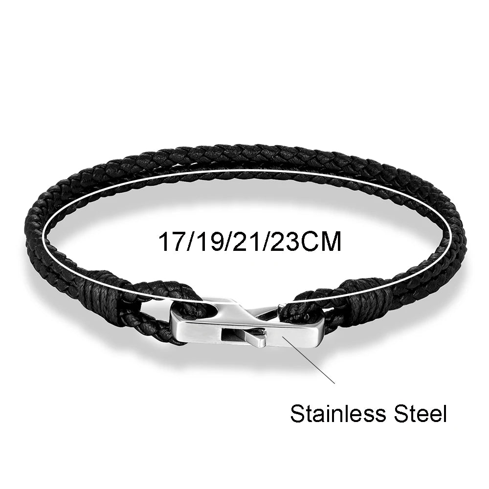 Leather Cord Bracelet – 3 mm, Square Magnetic Clasp