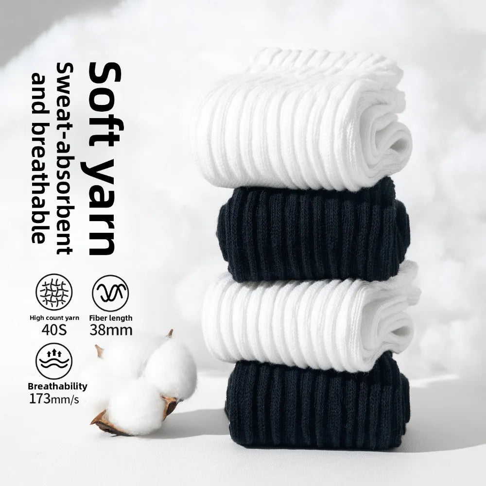 Smiley Face Crew Socks – Ribbed Cotton Blend, EU 35–44