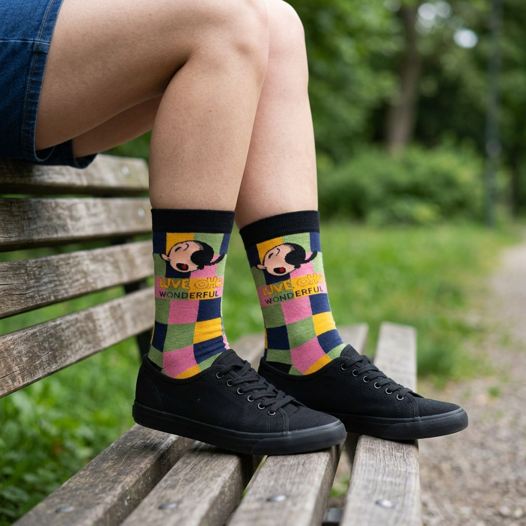 Calcetines de cuadros multicolor combinados con shorts
