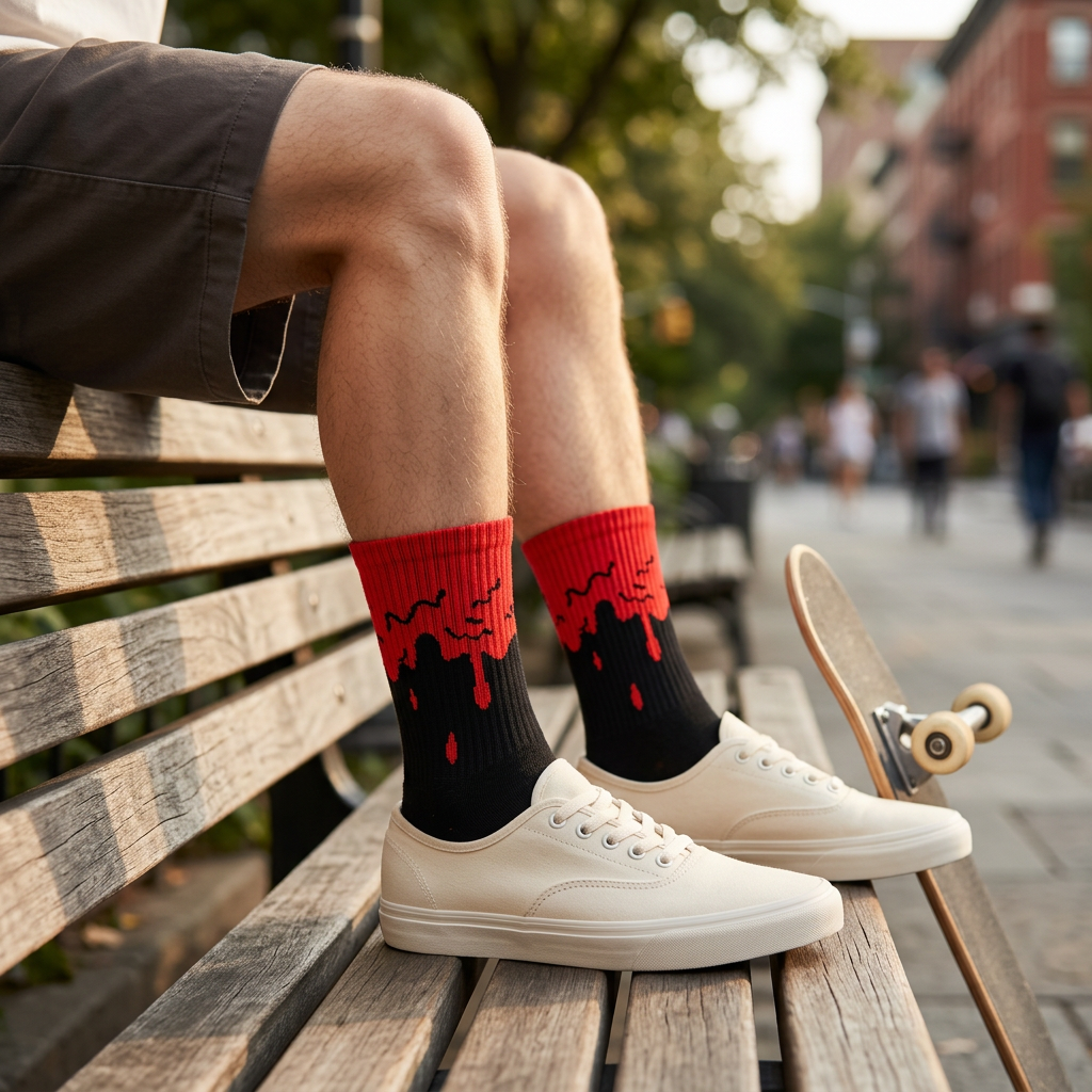Calcetines Drip rojos con estilo juvenil