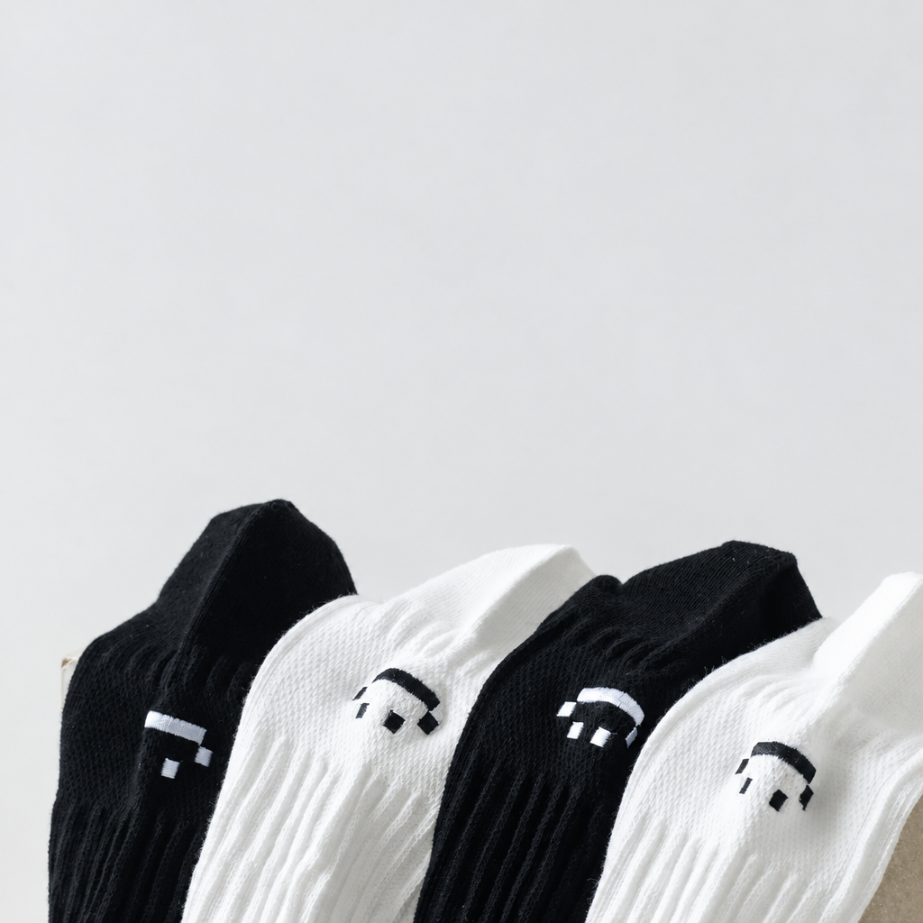Smiley Face Crew Socks – Ribbed Cotton Blend, EU 35–44