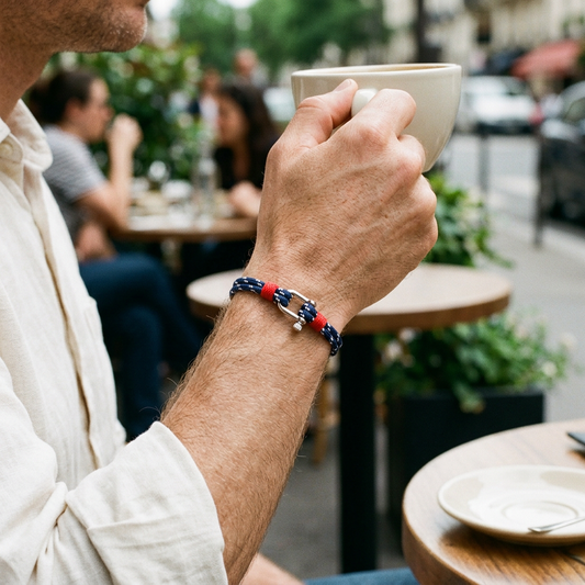 Pulsera proporcionada en una escena de café