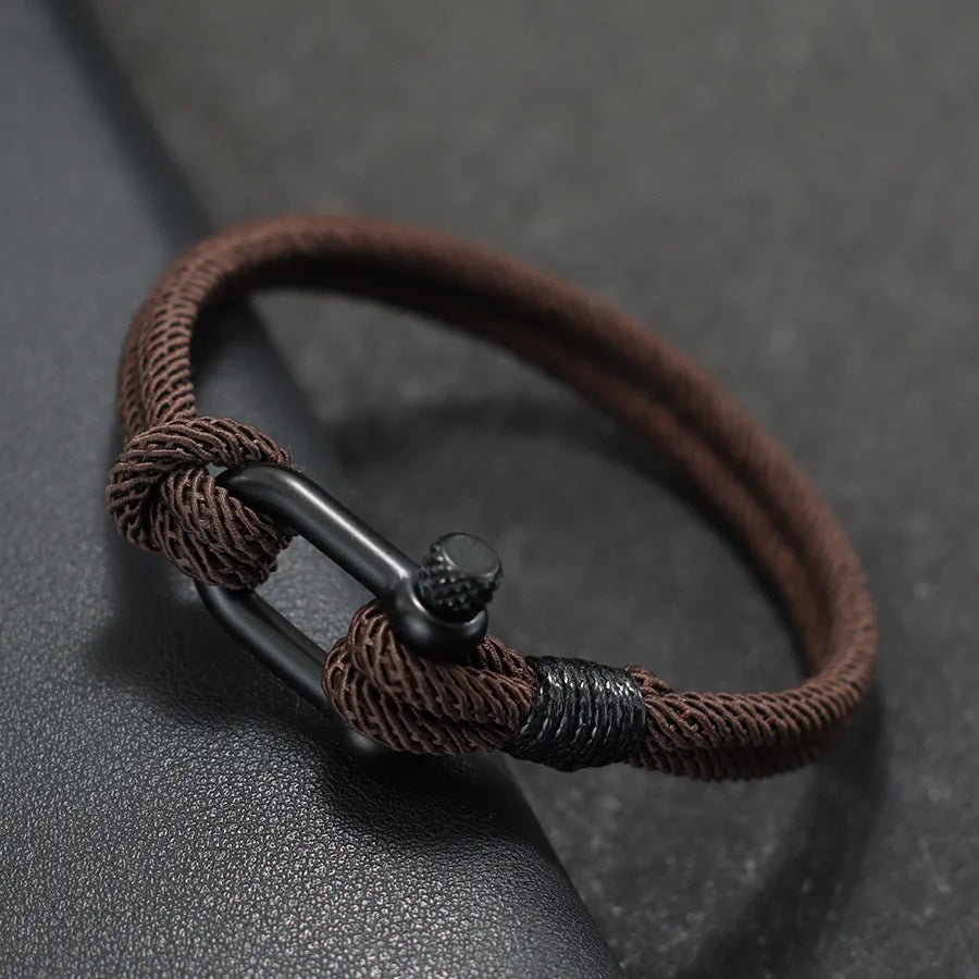 Rocamar Unisex Nautical Bracelet with Anchor and Double Gray Thread deideas