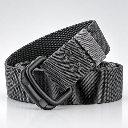Gray belt with a black buckle on a white background, featuring the brand 'Maikun'.