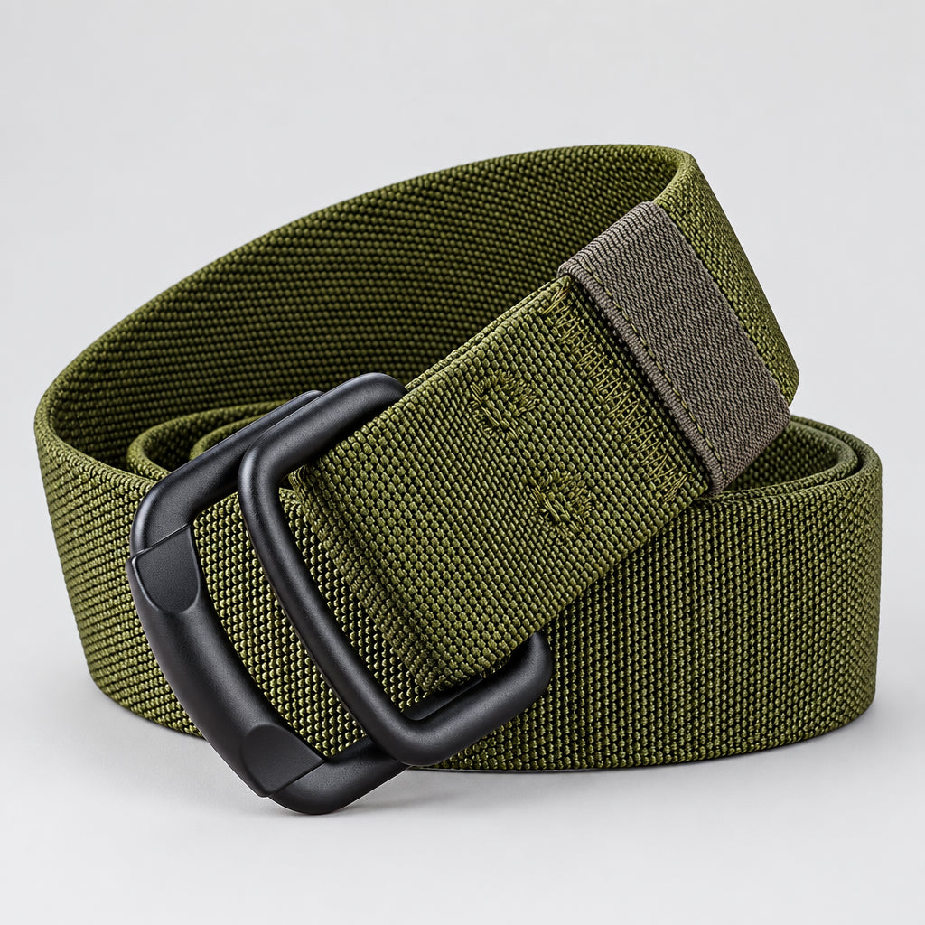 Green belt with black buckle on a white background, featuring the brand 'MaiKun'.