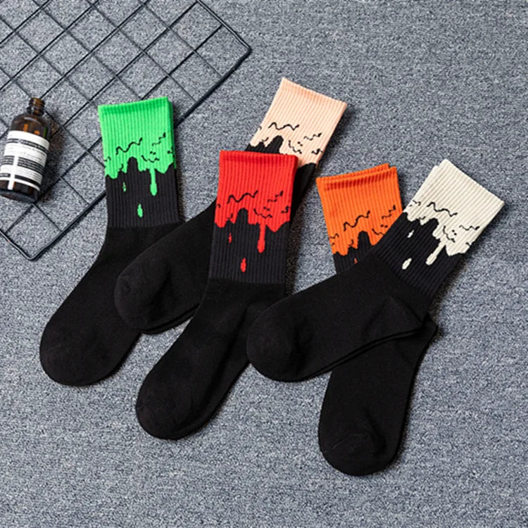 Drip Effect Crew Socks – Cotton Blend, 3-Pair Set, EU 36–44