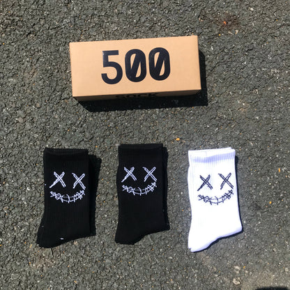 X-Eye Face Crew Socks – Cotton Blend, 3-Pair Set