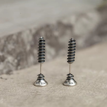 Gothic Screw Stud Earrings 925 Sterling Silver Retro Punk Jewelry, Perfect for You deideas