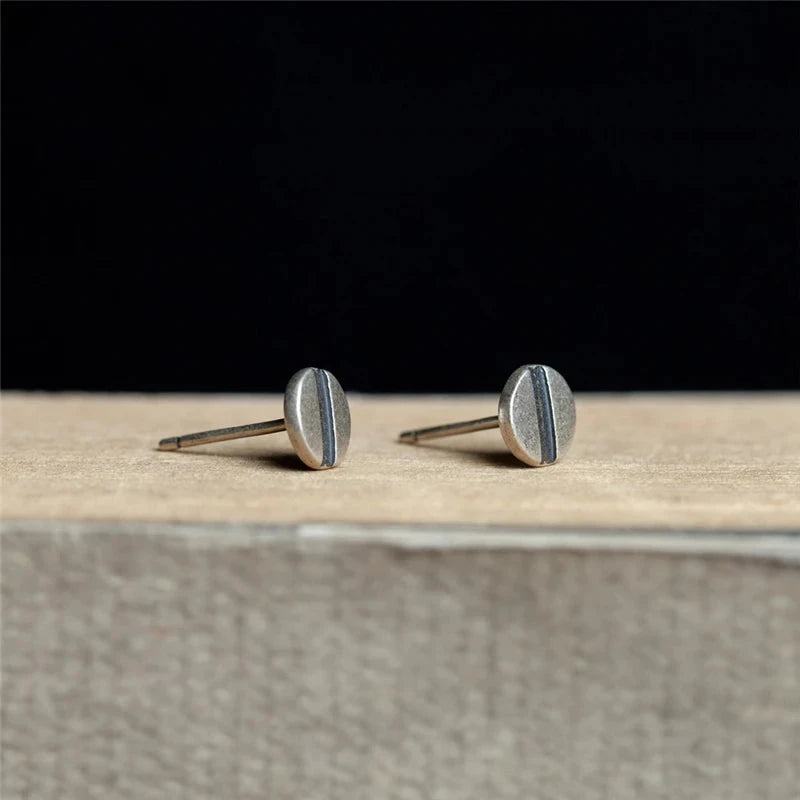 Sterling Silver Nail Stud Earrings Hypoallergenic Street-Style Design deideas