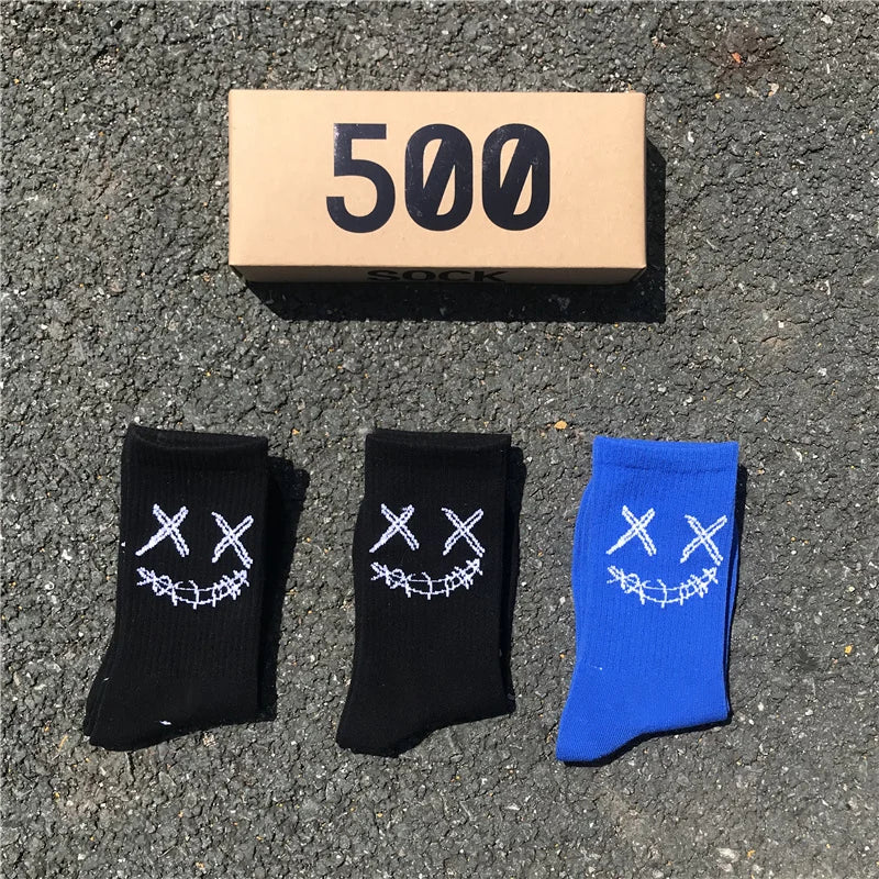 X-Eye Face Crew Socks – Cotton Blend, 3-Pair Set