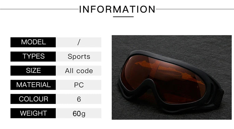 Wraparound Goggles – Foam Padding, Adjustable Strap, 6 Styles