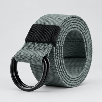 Gray belt with black buckle on a white background, featuring the brand 'MaiKun'.
