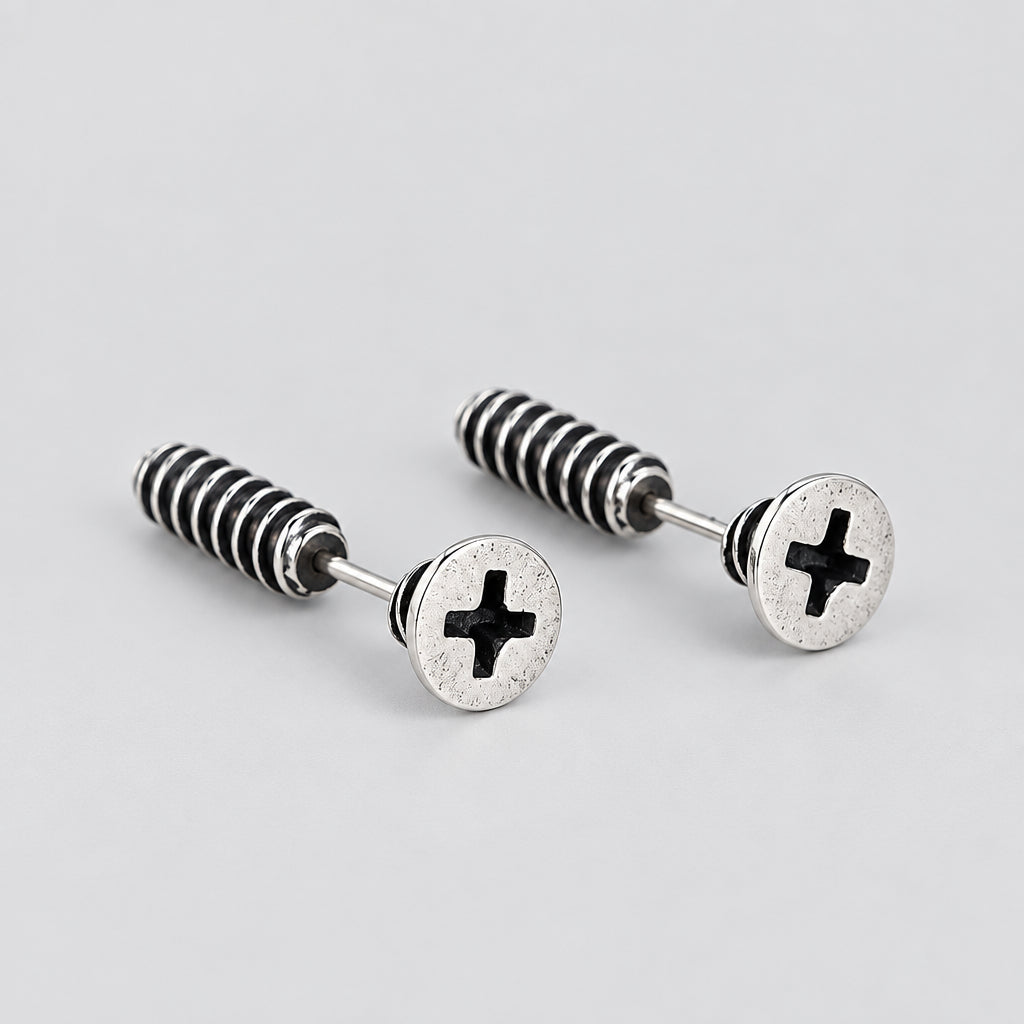 Gothic Screw Stud Earrings 925 Sterling Silver Retro Punk Jewelry, Perfect for You deideas