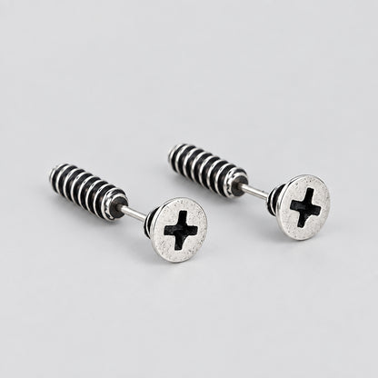 Gothic Screw Stud Earrings 925 Sterling Silver Retro Punk Jewelry, Perfect for You deideas