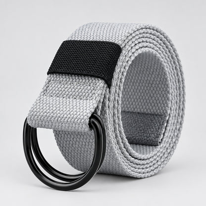 Gray belt with black buckle on a white background