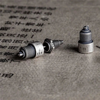 Sterling Silver Spark Plug Stud Earrings Biker-Inspired Steampunk & Cyberpunk Jewelry deideas