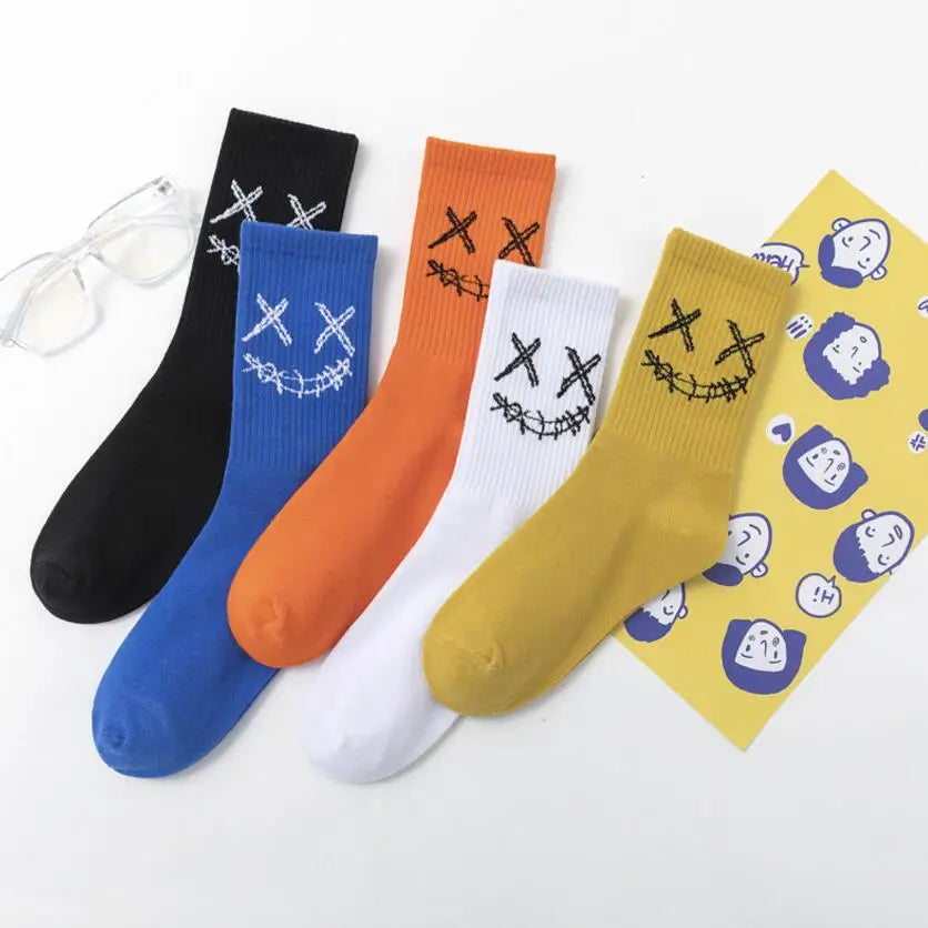 X-Eye Face Crew Socks – Cotton Blend, 3-Pair Set